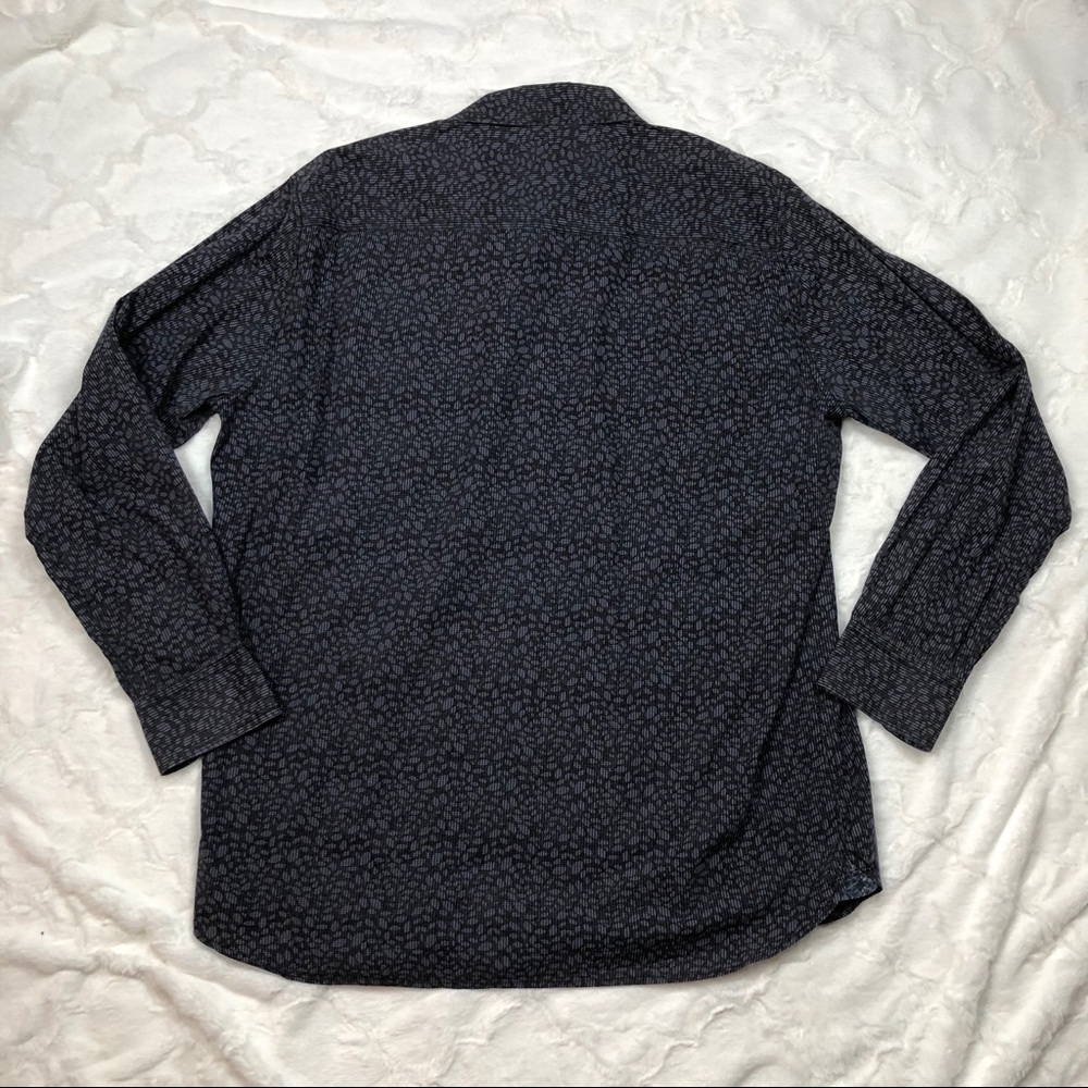 Pronto Uomo Blue Black Print Oxford Shirt size 2XT - Picture 8 of 10